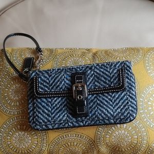 Coach Hampton Herringbone Wool Clutch Wristlet